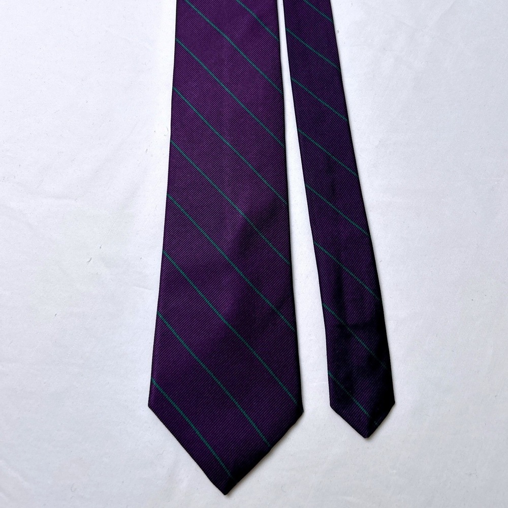 Jos A Bank Mens Executive Collection Striped Silk Necktie Purple Green Preppy